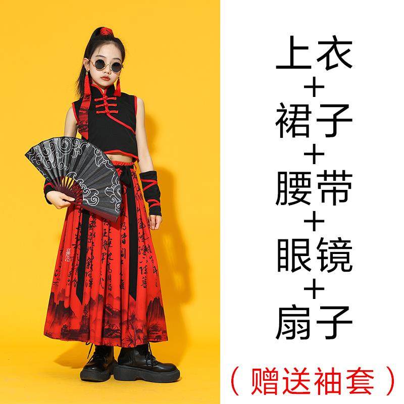 高档儿童队啦啦演出服国风中走服装女童男大合唱爵士舞街舞儿秀童