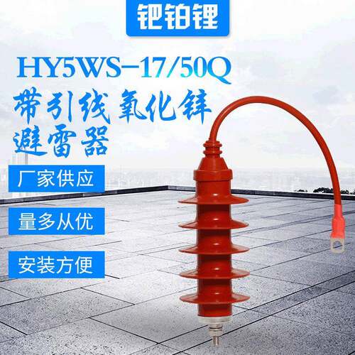 厂家供应HY5WS-17.50Q交流无间隙带引线氧化锌避雷器高压电站电机