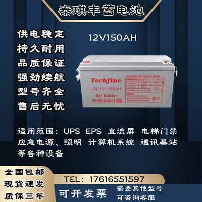 Techfine泰琪丰蓄电池 12V150AH直流屏 电梯门禁 UPS/EPS电源主机