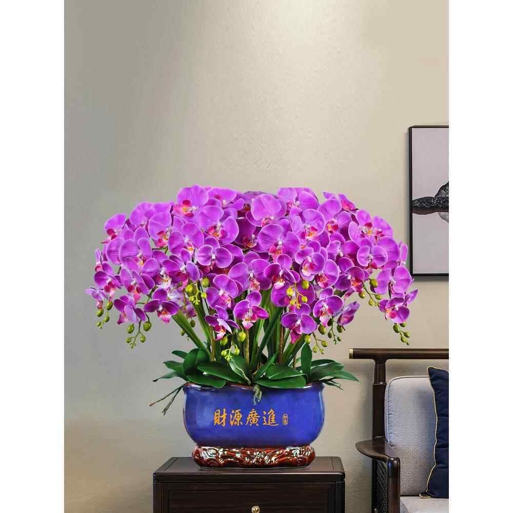 铺蝴蝶兰人造花客厅装饰花入口电视柜花大盆兰花公司前台人造花艺