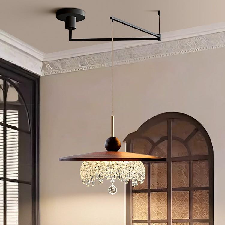 飞碟餐厅吊灯法式中古风氛围感吧台灯设计感可位移摇臂餐桌饭厅灯