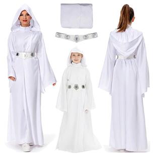 Women Princess Girls Leia Cosplay Fantasy White Robe Movie