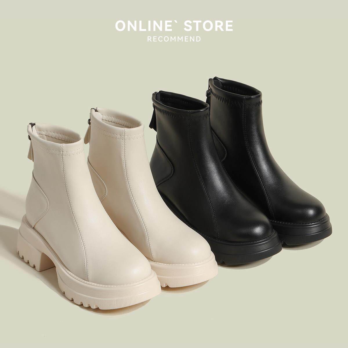 真皮白色英伦风马丁靴女2024新款小个子内增高瘦瘦靴厚底爆款短靴