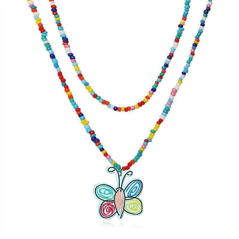 Double layer short choker rice bead necklace women米珠项链女