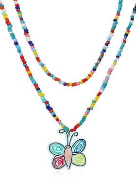 Double layer short choker rice bead necklace women米珠项链女