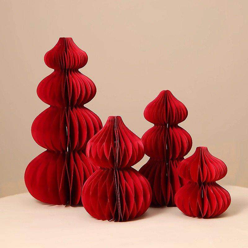 元旦新年装饰葫芦蜂窝球灯笼摆件折纸玄关马年春节过年场景布置