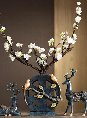 中式复古麋鹿花瓶摆件创意客厅进门玄关电视柜酒柜插花装饰品摆设
