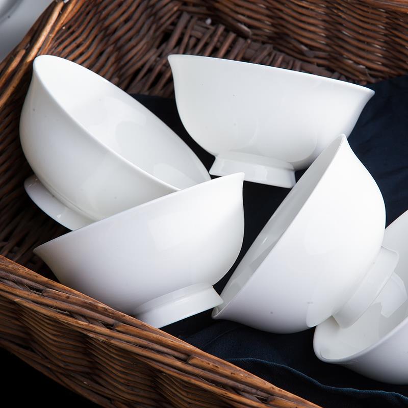 景德镇陶瓷餐具釉下彩纯白骨瓷碗盘家用自由搭配米饭碗汤碗盘子