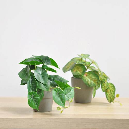 彷真植物绿叶子盆栽树脂绿植摆件盆景北欧家居办公桌面装饰art432