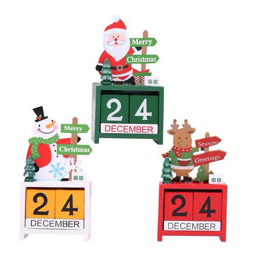 Christmas Mini Wooden Calendar Ornament Home Decoration