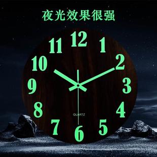 16英寸40cm简约夜光木制大型挂钟静音石英钟客厅卧室装饰时钟批发