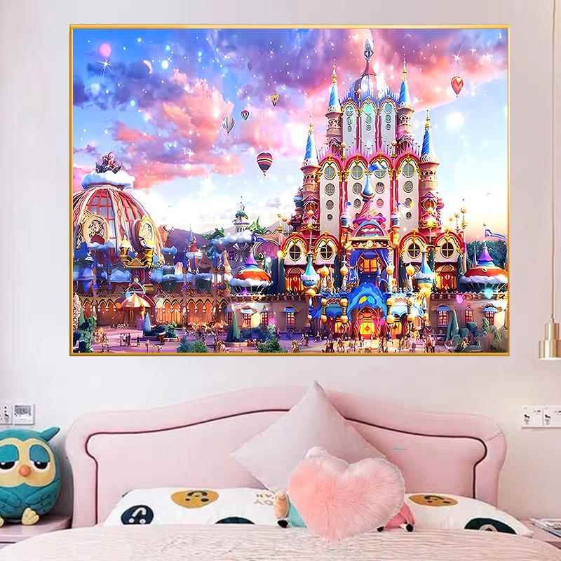 卡通儿童钻石画2025新款梦幻城堡5d手工点贴钻十字绣客厅卧室满钻