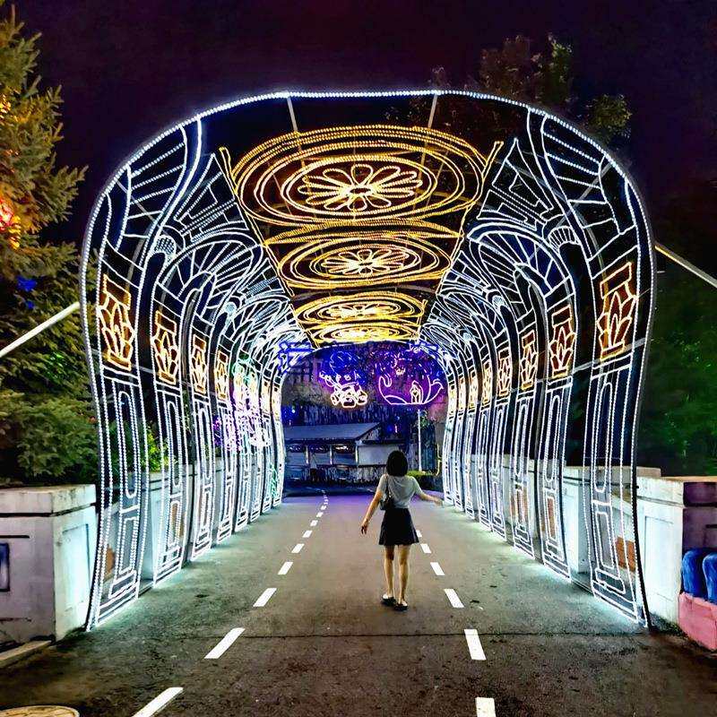图案拱门造型灯景区入口亮化工程户外景区灯光隧道造型跨街灯