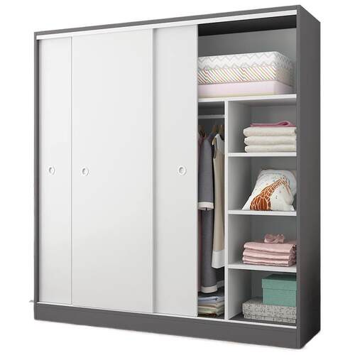 奥易迈推拉门衣柜家用卧室现代简约出租房用经济型实木质收纳柜子