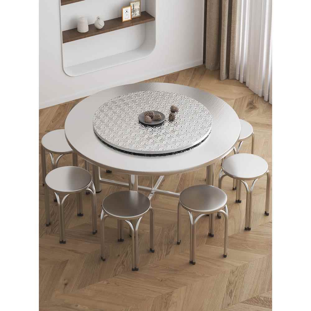 不锈钢折叠分体圆桌特厚吃饭桌多功能餐桌圆形地摊桌饭店夜宵桌子