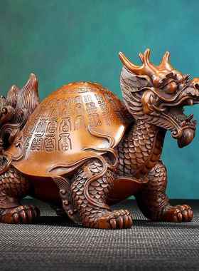 铜《福万寿紫龟》百家电居龙头龟办公室视柜TXX紫铜摆件