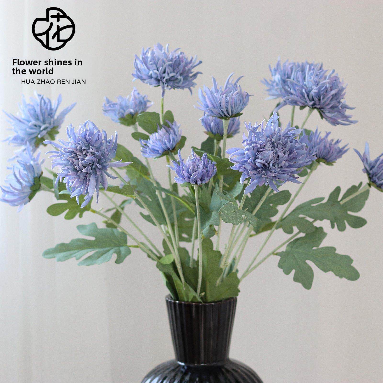 高品质蟹爪菊花人造花烟花菊花人造花家居紫蓝花家居装饰摄影花
