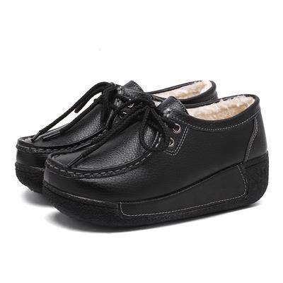 高档妈真皮女鞋厚底坡跟松保糕鞋加棉单鞋加绒暖女妈鞋舒适软底春,女鞋,松糕（摇摇）鞋,淘宝优惠券,粉丝福利购,淘宝优惠卷