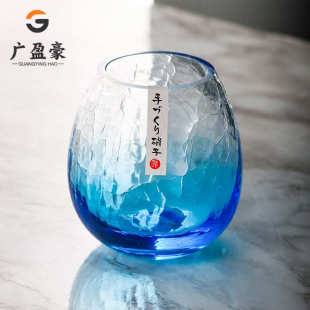 八千代东洋佐佐木创意水晶玻璃家用冰裂纹玻璃水杯牛奶咖啡杯 日式