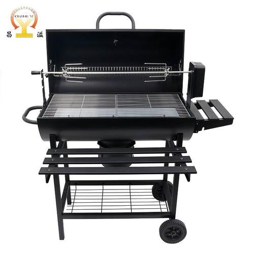 家用美式大型油桶烧烤炉户外庭院户外木炭BBQ烧烤架带电动烤