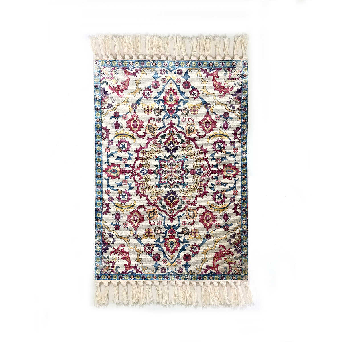 美式田园清新几何花卉民族风手工打结流苏棉涤棉麻感地毯地垫,居家布艺,地毯,淘宝优惠券,粉丝福利购,淘宝优惠卷