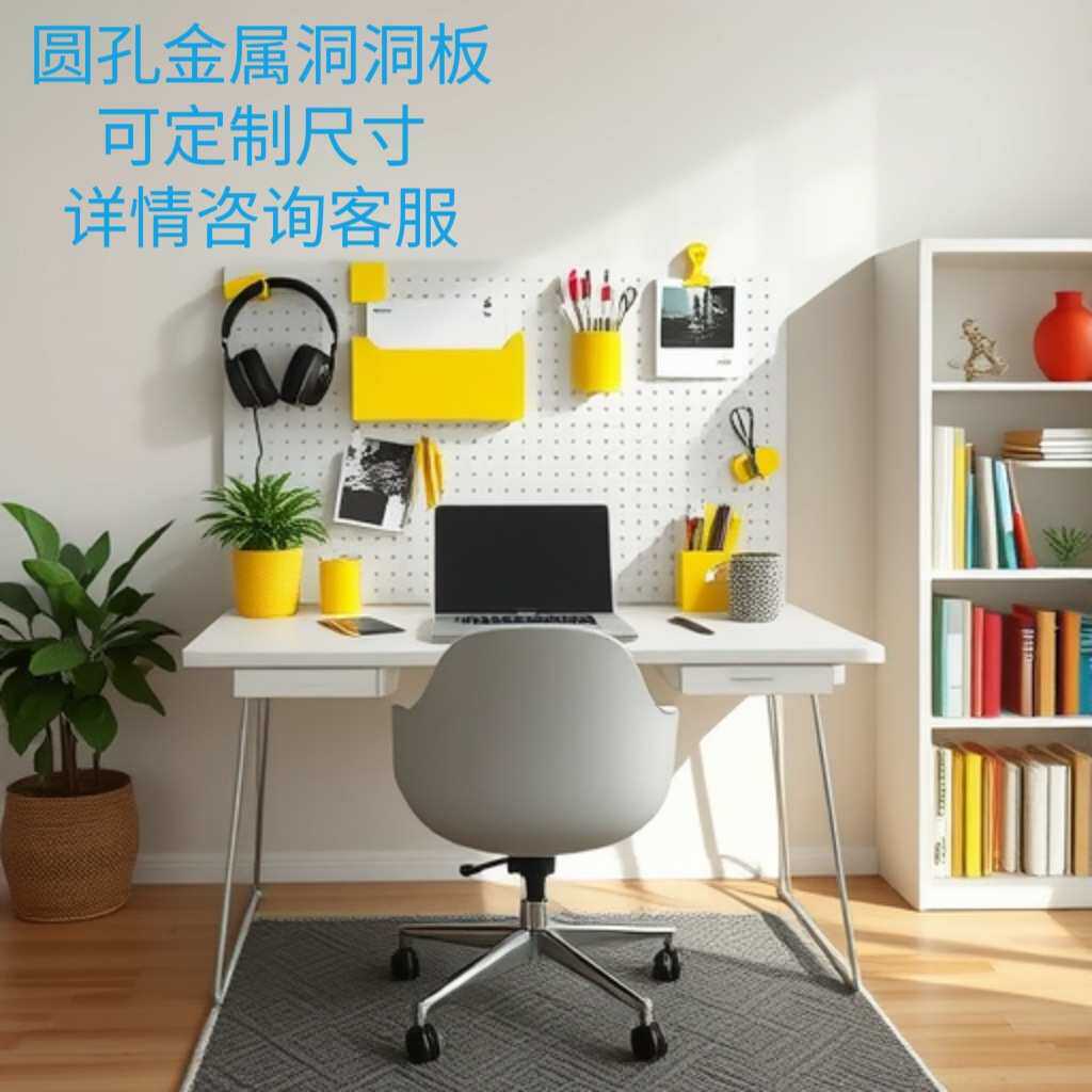 圆孔洞洞板置物架 免打孔墙面挂板 书桌展示架隔板家用柜子收纳板