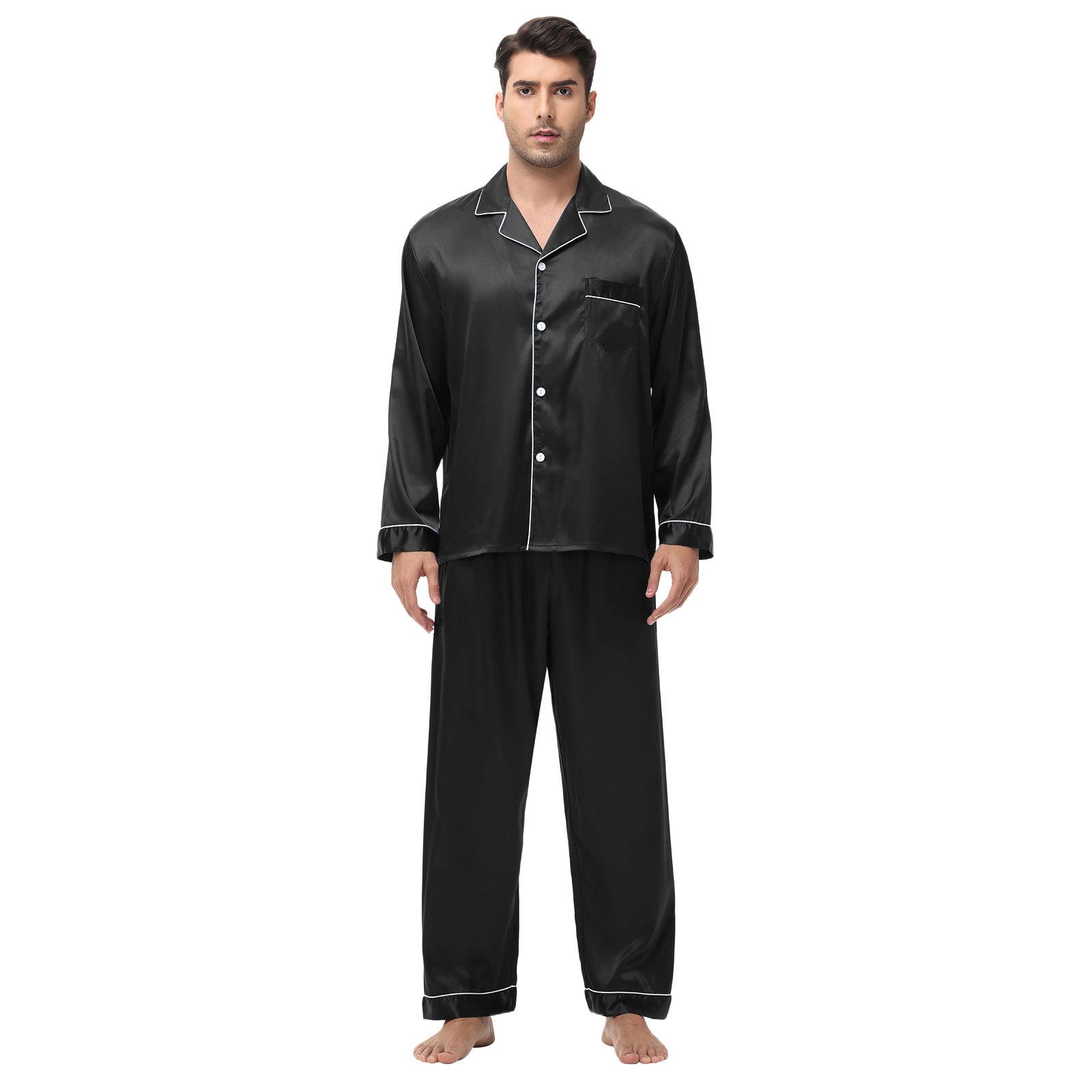 suits long-sleeved pajamas outside worn mens clothes silk