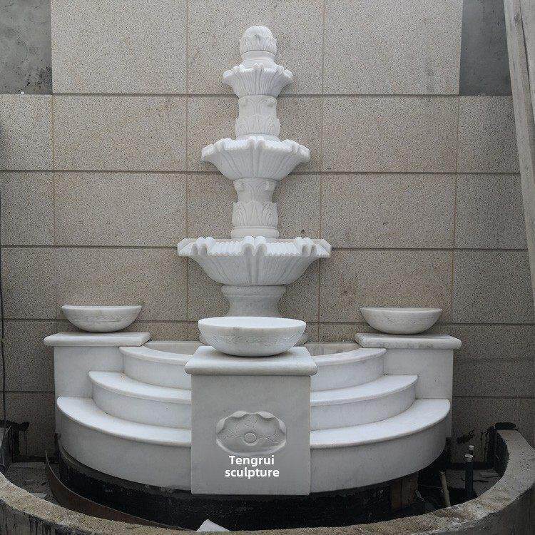 石雕流水墙盆入口景观墙喷饰大理石欧式庭院装饰瀑布喷泉