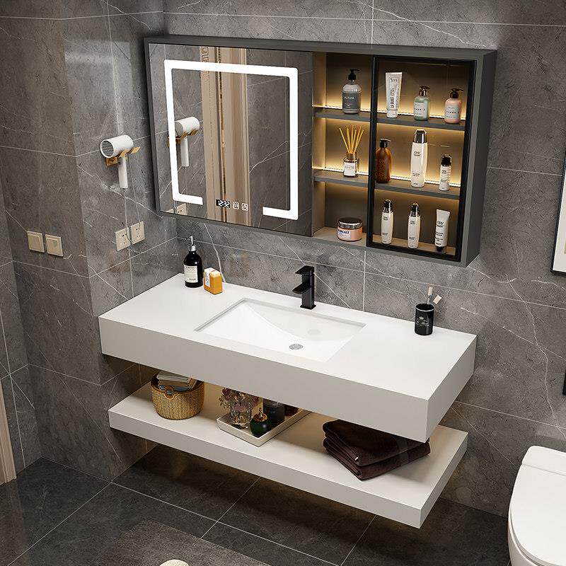 化妆室岩板一体盆浴室柜组合现代简约酒店风洗手脸盆浴柜洗漱台