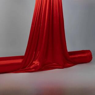 婚礼窗帘红色冰丝绸整卷珠光冰丝绸舞台背景布装饰婚礼楼梯扶手