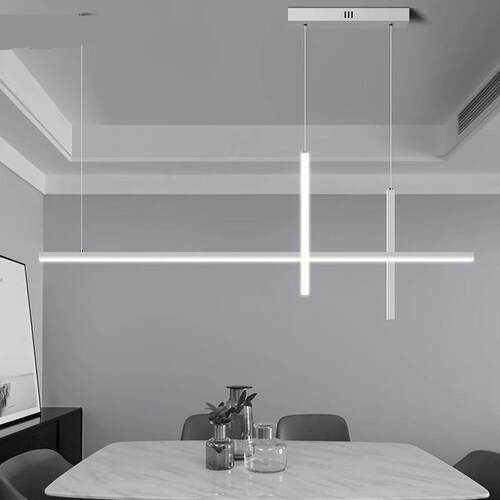 餐厅长条吊灯led线条灯现代极简约餐桌一字形办公室客厅北欧创意