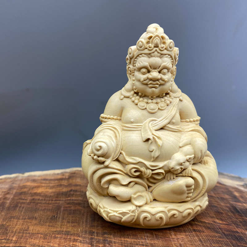 黄杨木雕刻家居装饰摆件巴拉母藏佛黄财神车载实木人物工艺品汽车