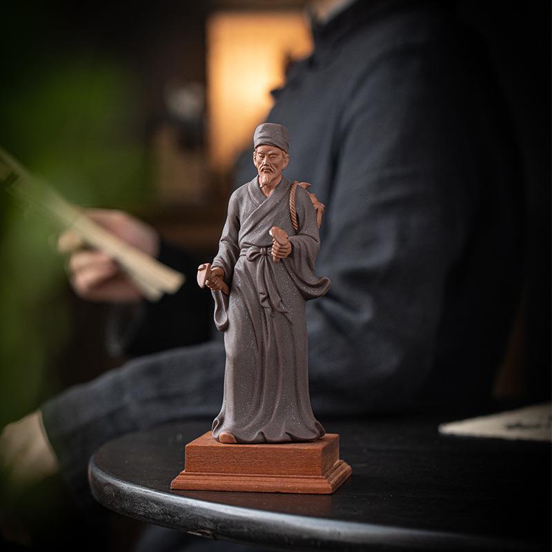 中国历史名人饰物李时摆珍件古代神医LWC24070医紫砂工艺品家居玄