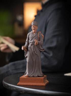 中国历史名人饰物李时摆珍件古代神医LWC24070医紫砂工艺品家居玄