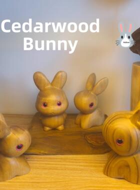 香樟木纯手工雕刻兔子十二生肖摆件木雕驴木匠兔大利防蚊虫可