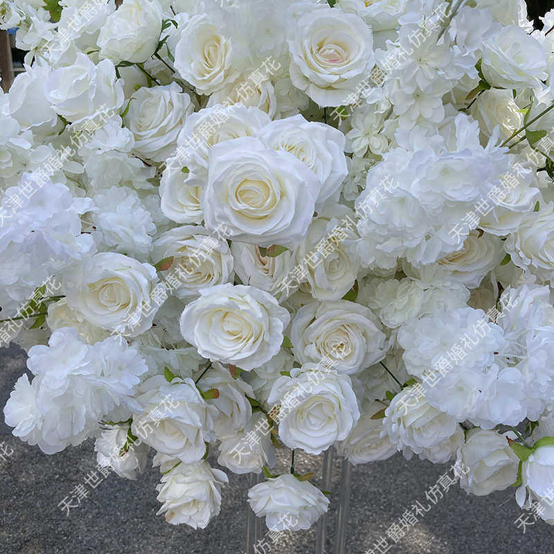 世爵80cm白色玫瑰花球婚礼餐桌摆放花艺烛台装饰球形花花球形花