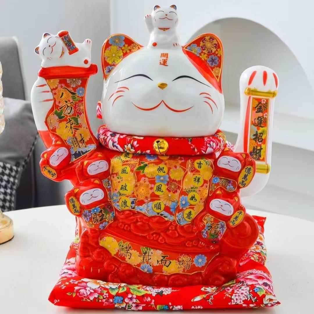 电动揺手开业摆件工艺品寸两用招财猫柜台银行超市家居送礼礼品