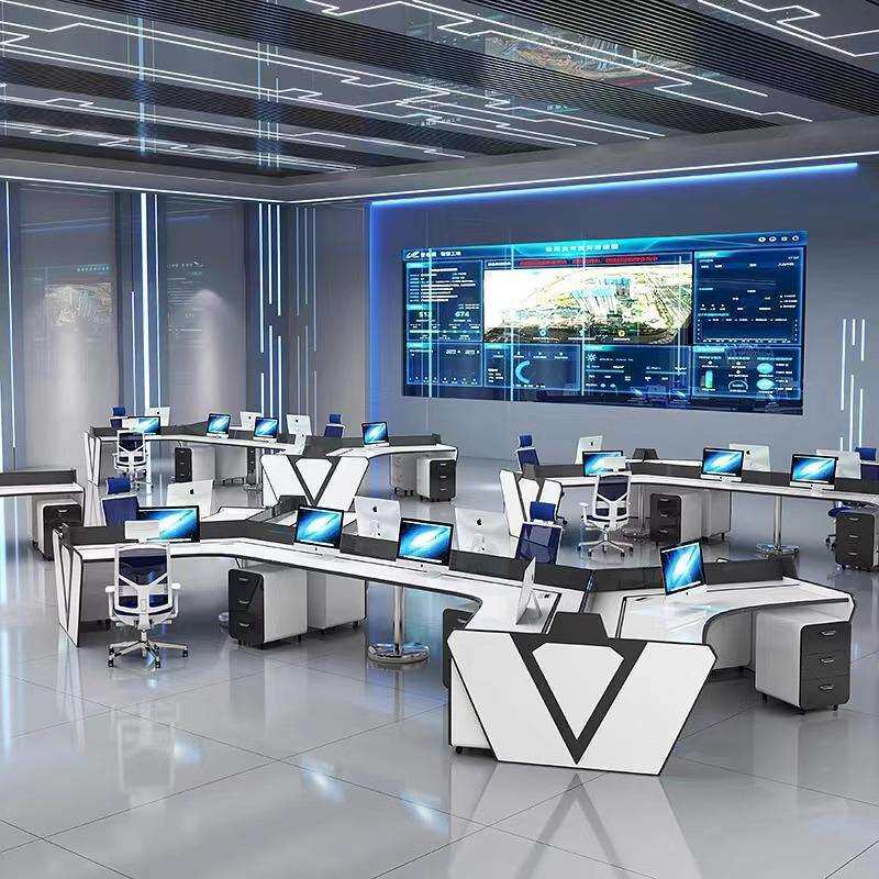 指挥中心操作台控制台烤漆科技感指挥台中控室监控台多人位电脑桌