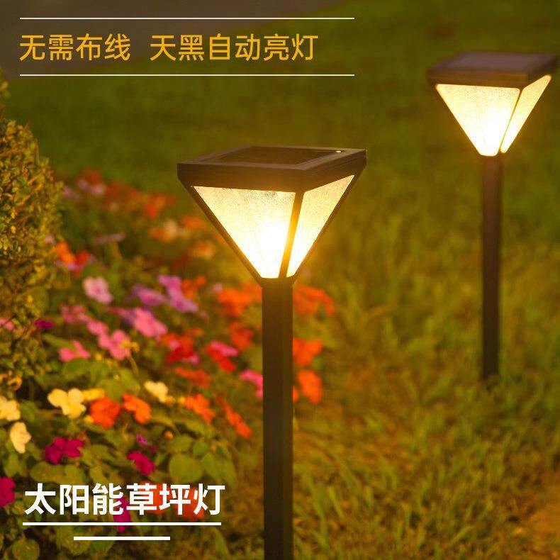 热卖太阳能灯LED草坪灯 花园灯户外防水不锈钢玻璃景观灯光控
