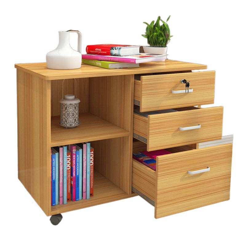 木质文件柜办公柜抽屉式资料柜a4档案柜矮柜带锁储物柜移动小柜子