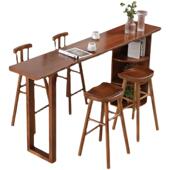 家用实木吧台桌 阳台靠墙高脚桌隔断窄吧台 咖啡厅酒吧长条桌椅