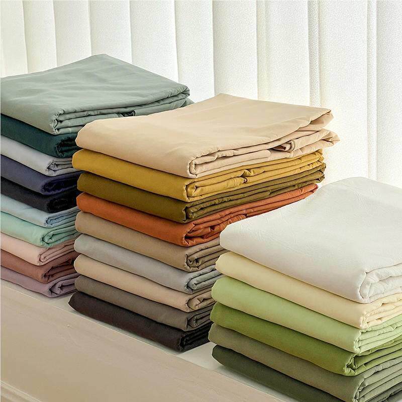 简床约纯色床单件棉 in纯s风被单单全棉QePOt04d笠床垫保护罩防尘