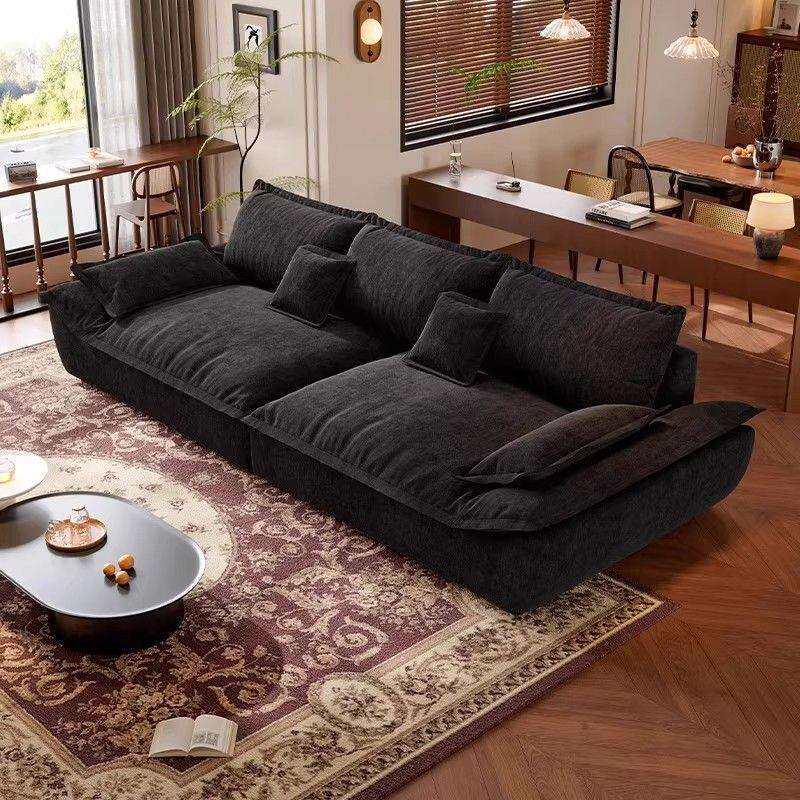 复古风帆船沙发小户型出租屋大坐深雪尼尔可拆洗布艺直排沙发超宽