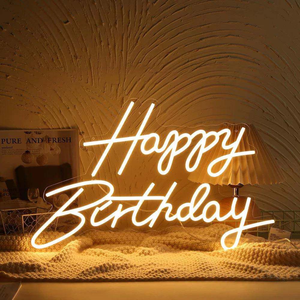 气球派对生日灯happybirthday字母灯霓虹灯牌演唱会手举牌新款