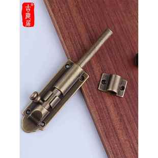 复古黄铜插销老式加厚明装中式黄铜天地插销锁木门窗户锁门栓加长