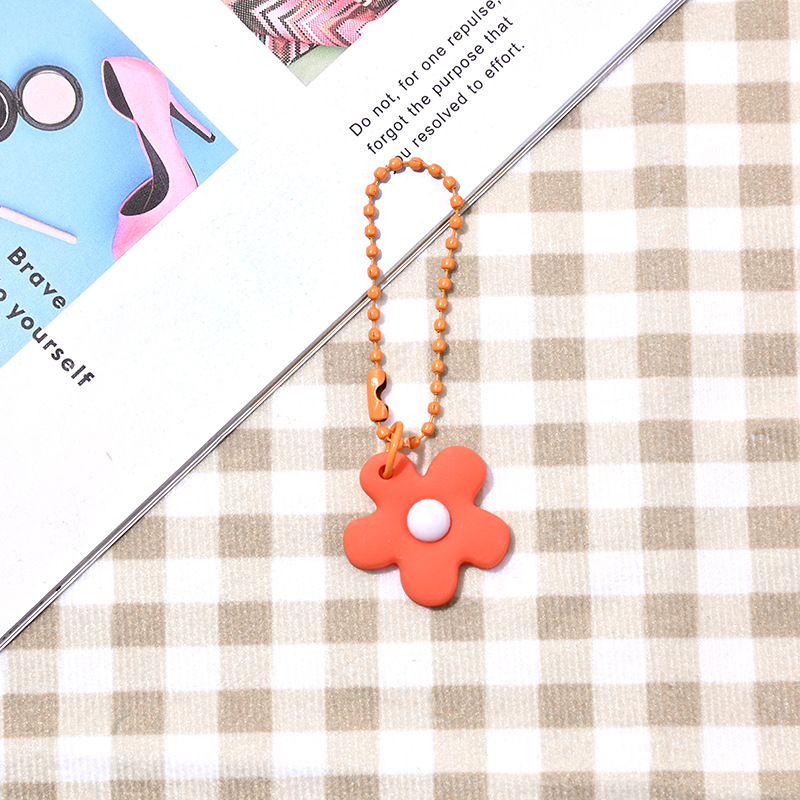 创意韩版diy糖果色花朵铃铛钥匙扣可爱书包锁扣挂饰手工配饰挂件