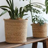 手工草编花篮手提编织篮花盆外套装 饰客厅家居落地收纳筐废纸篓