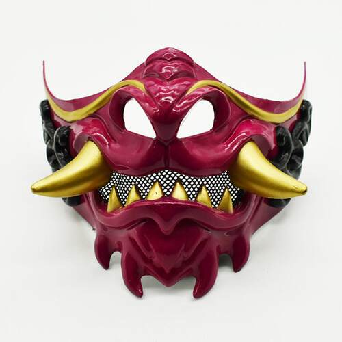 赤般若面具 独立站爆款 恶魔武士面罩 cosplay能剧日系能 万圣节