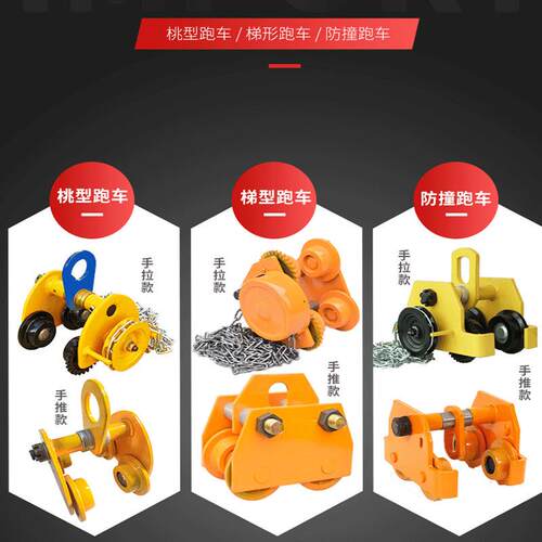 防撞单轨手A拉手推车0.5T葫芦用I单跑轨手动跑车1TPLAN&GERED TRO