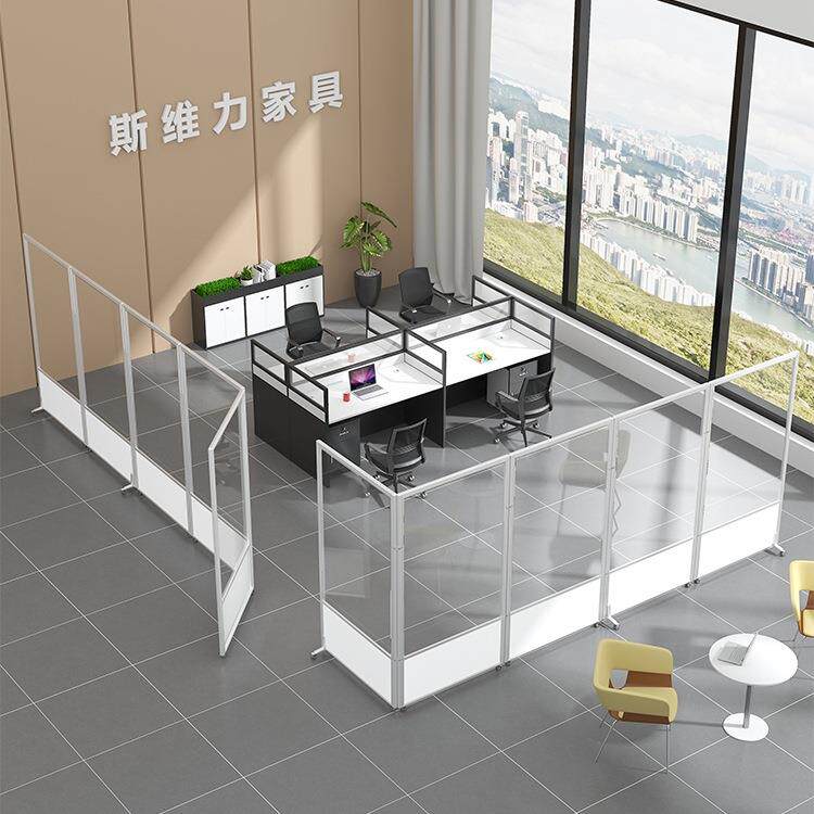 办公室移动屏风公司工厂车间隔断墙亚克力透明隔板折叠推拉活动板